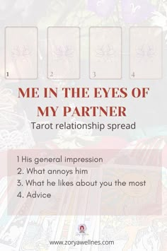 an image of the eyes of my partner tarotrelsion spread with instructions on how to use them