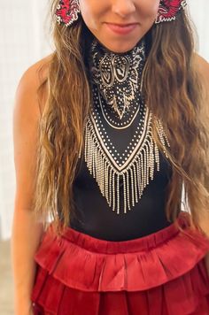 Black Rhinestone Fringe Bandana Scarf-Cloud Ten-L. Mae Boutique Gameday Fashion, Fashion Collaboration, Black Bandana, Western Crafts, Disco Cowgirl