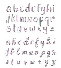 the font and numbers are drawn in pink ink on a white paper with black writing