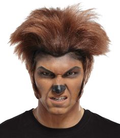 Side Burns, Dark Brown Wig, Fluffy Top, Brown Matte Lipstick, Werewolf Costume, Top Wig, Men's Wigs, Mens Wigs, Halloween Wigs