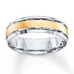 men's wedding band with two tone gold inlay