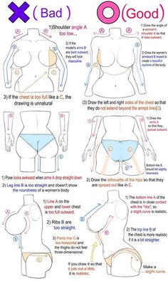 how to draw a woman's body with different angles and measurements for each part of the body