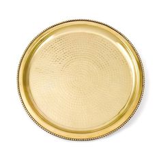 a gold plate on a white background