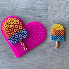 two pieces of art made to look like lollipops