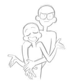 a drawing of a man holding a woman