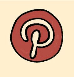 an image of a red and white pinwheel on a beige background with the letter p in it