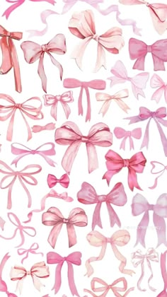 watercolor bows on white background with pink and red colors in the middle, all tied together