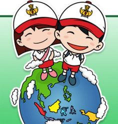 two children are sitting on top of the earth wearing baseball caps and holding each other's heads