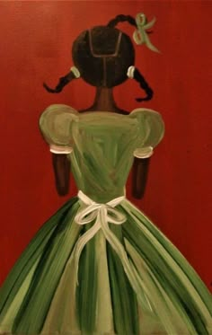 a painting of a woman in a green dress