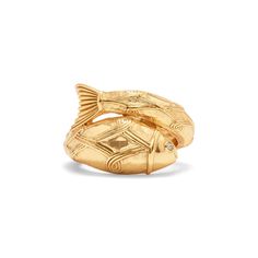 Poisson Wrap Ring, Size 9 - Gold Matching Best Friend Jewelry, Aquatic Jewelry, Against The Current, Gold Wrap Ring, Cool Ring, Ring Stacks, Golden Fish, Sea Jewelry, Tooth Gem