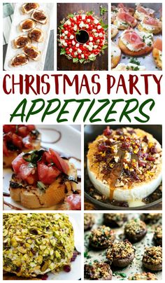 christmas party appetizers collage with text overlay