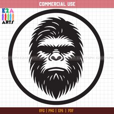 an image of a gorilla face in a circle with the word commercial use on it