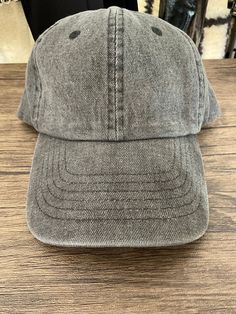 This Charcoal Denim Cap is the perfect addition to any wardrobe. With an adjustable back, it offers a comfortable fit for any size. The durable denim material ensures lasting quality, making it a great hat for everyday use. Trendy Washed Baseball Cap With Curved Bill, Trendy Adjustable Soft-washed Hat, Casual Distressed Adjustable Baseball Cap, Casual Dark Wash Short Brim Hat, Trendy Washed Hats With Curved Bill, Trendy Washed Hat, One Size, Trendy Washed Curved Bill Hats, Trendy Washed Hat One Size Fits Most, Trendy Washed Snapback Hat