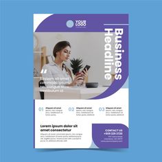 a purple and white business flyer template