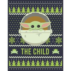 a baby yoda in a sweater with the words,'the child '