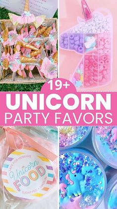 unicorn party favors with text overlay that reads 19 + unicorn party favors