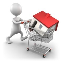 a person pushing a shopping cart with a house on it