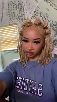 Short Blonde Butterfly Locs, Black And Blonde Locs Black Women, Dread Bob Hairstyle, Ash Blonde Locs Black Women, Prom Hairstyles Locs, Cute Dreadlocks Hairstyles Black Women, Loc Barrels, Shoulder Length Locs Styles, Blonde Locs Black Women