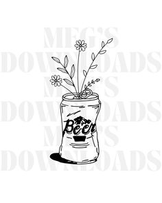 a drawing of a flower in a jar with the word bee's on it