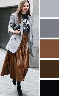 Work Skirt Outfits Women, Taupe Color Combinations Outfit, Blazer Skirt Outfit, Work Skirt Outfit, Darkest Black Color