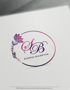 the letter b is inscribed in purple and pink with a flower on it's side