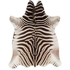 a black and white zebra skin rug on a white background