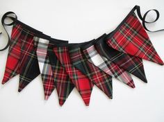 a red and black tartan plaid bunting