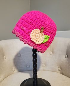 Hand crafted adorable little apricot character inspired beanie style hat for adults. Apricot is part of the strawberry shortcake and friends' family. This crochet beanie cap is perfect for Halloween, raves, parties, or your next EDM festival.  The beanie bucket cap measures approximately 22 inches around without being stretched, which will fit an average adult. Please measure yourself accordingly. Item is made of 100% Acrylic yarn. All appliques are sewn on. Hat is made double stranded for structure and additional durability and stability.  **CONTAINS SMALL PARTS**  While appliques/pom poms are sewn into this hat, as a precaution, please supervise your children when in use. **Items listed are IN STOCK and READY TO SHIP.  Should you desire a different quantity other than what is listed, ple Cute One Size Beanie, Cute Pink Beanie Hat, Pink Cotton Beanie, One Size Fits Most, Pink Cotton Beanie (one Size Fits Most), Cute Cotton Beanie, Pink Cotton Beanie, Cute Adjustable Cotton Beanie, Cute Pink Crochet Beanie Hat, Cute Pink Crochet Beanie