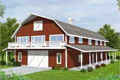 this is an artist's rendering of a two story barn style house with lofts