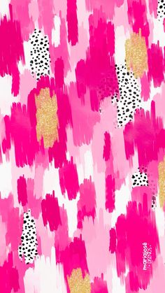 a pink and gold abstract pattern with dots