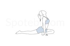 a woman is sitting on the floor doing an upward lunge yoga pose with her legs crossed