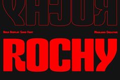 the poster for rocky, starring actors from two different films in red and black colors