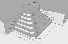 an architectural drawing showing the steps and floor area for a house with measurements on it