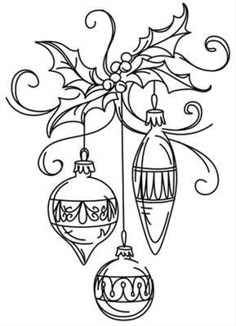 christmas ornaments hanging from a tree coloring page