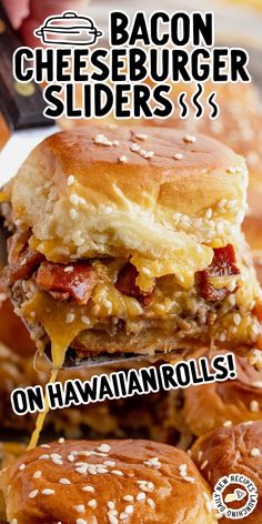 the bacon cheeseburger sliders are on hawaiian rolls