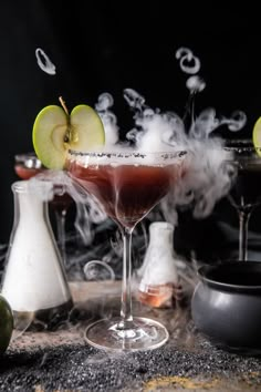 Poison Apple Martini | halfbakedharvest.com #martini #apple #halloween #cocktails Halloween Dinner Party Menu, Apple Martini Recipe, Autumn Meals, Smoked Cocktails, Apple Martini, Cider Cocktails, Halloween Party Dinner, Menu Inspiration, Poison Apple