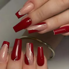 Red Acrylic Nails, Acrylic Nails Coffin Short, Prom Nails, Fancy Nails, Short Acrylic Nails, Best Acrylic Nails