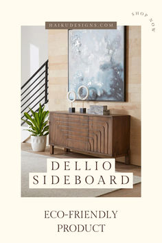 an advertisement for a sideboard in a living room