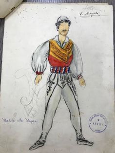 a drawing of a man in costume