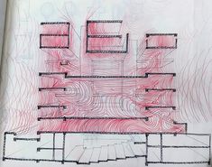 an architectural drawing with lines and shapes on the paper, in which there is no image to describe