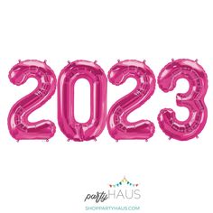 Pink 2023 number balloons Pink 2022 Numbers, 2023 Lettering Design Numbers, Pink 2023, Blue And Rose Gold, Gold Number Balloons, 2023 Number, Balloon Weights, Pink Crown, 2022 Number