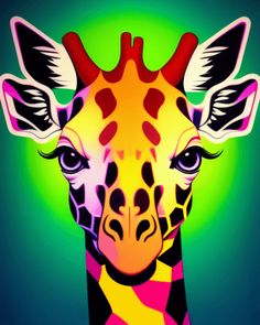 a giraffe's head is shown in this digital painting