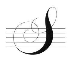 the letter j is made up of musical notes