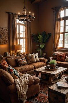 Capture desert vibes with a Western boho living room! Earthy tones, natural textures, and cactus-themed accents create a warm, relaxed atmosphere. Perfect for a unique style that brings warmth and personality into your home. #DesertDecor #WesternBoho #LivingRoomStyle #BohoVibes Living Room Earthy