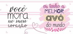 the words are in spanish and english on a pink striped background, with hearts around them