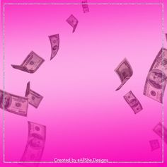 money falling down into the air with pink background and white border around it in an artistic way