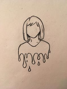 a drawing of a woman's face with dripping paint