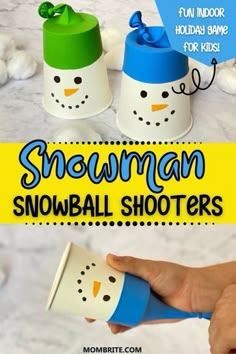 the snowman snowball shooter is an easy winter craft for kids to play with