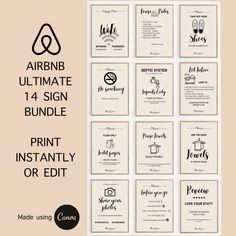 Airbnb host sign bundle Airbnb Sign Ideas, Air Bnb Signs, Airbnb Hosting, Luxury Airbnb, Air Bnb Host Tips, Best Airbnb Decor, Airbnb Ideas