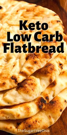 the keto low carb flatbread is stacked on top of each other